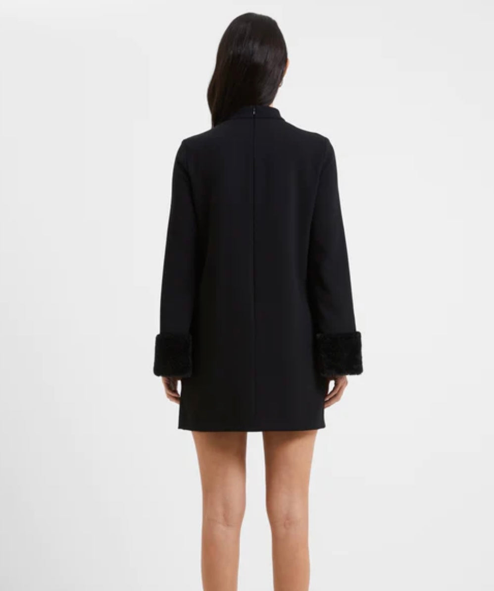 French Connection Whisper Ruth Faux Fur Trim Mini Dress