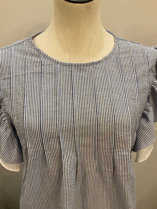 Flutter Sleeve Striped Top