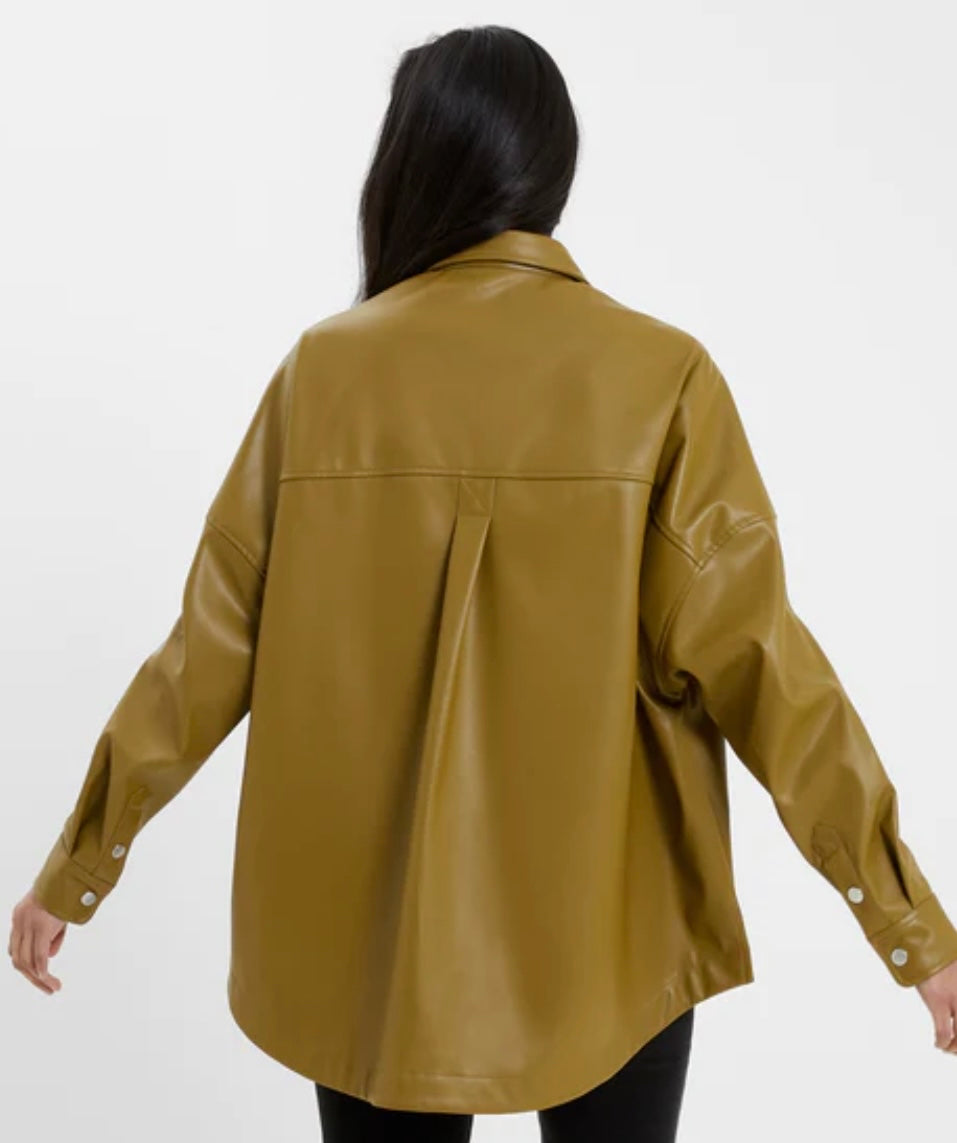 French Connection Crolenda Pu Half Zip Popover Shirt