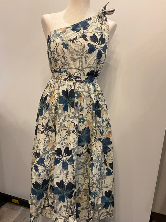One Shoulder Floral Midi