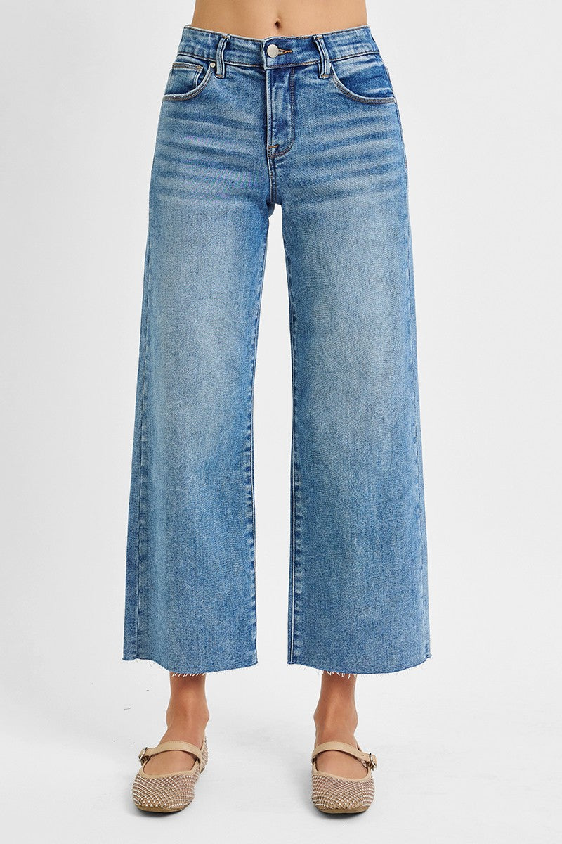 Mid Rise Crop Wide Leg