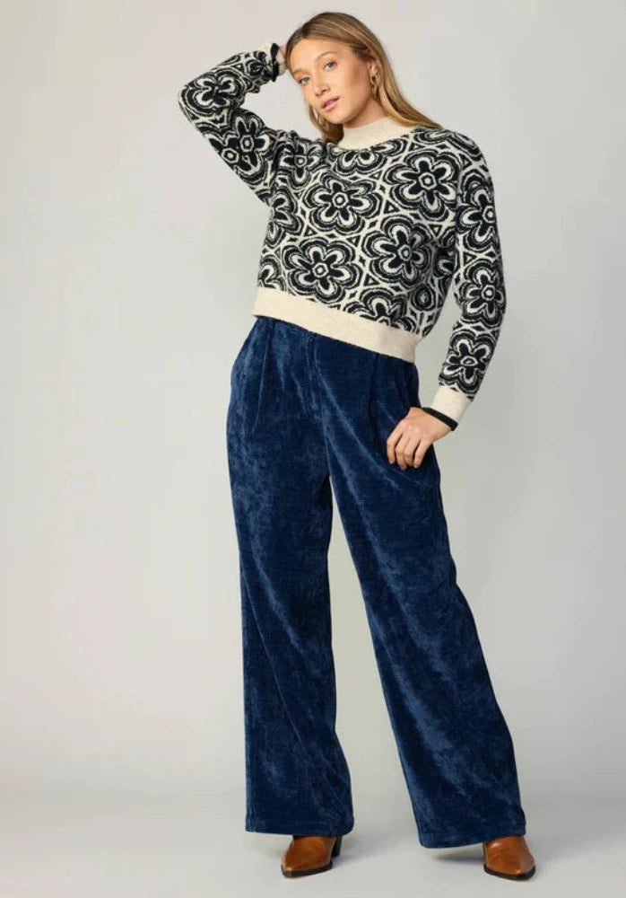Current Air Floral Jacquard Mock Neck Sweater