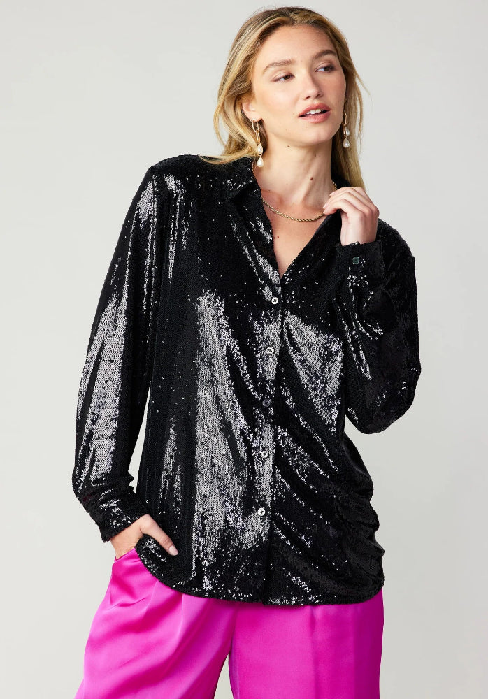Current Air Sequin Button Down Top