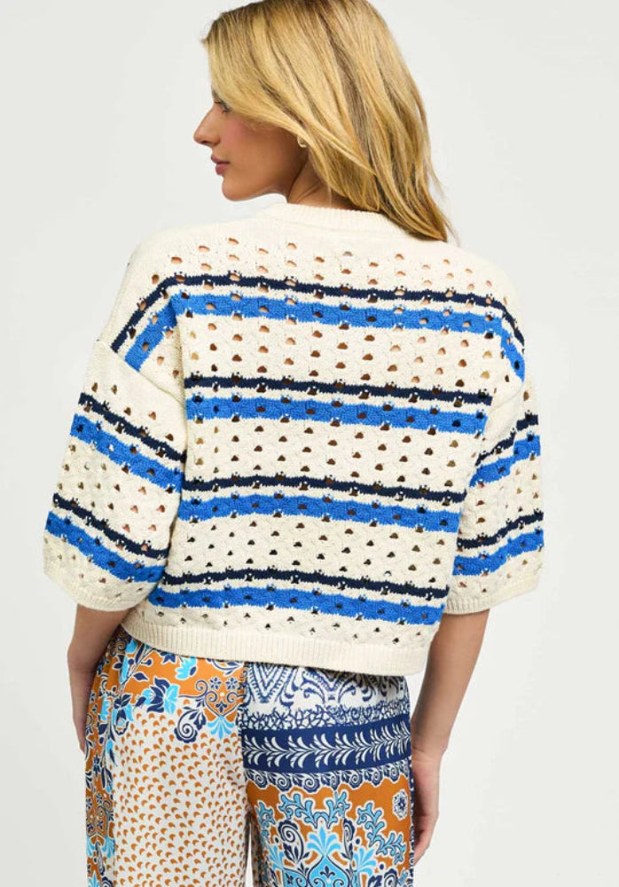Split Neck Cropped Sweater