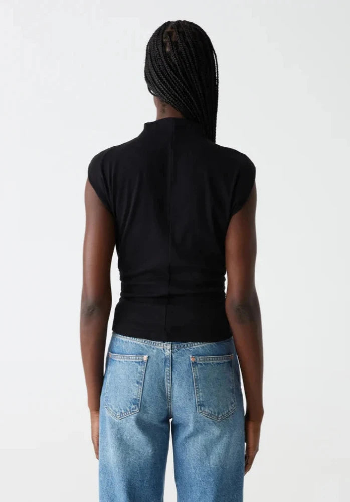 Michael Stars Amara Ribbed Power Shoulder Tee