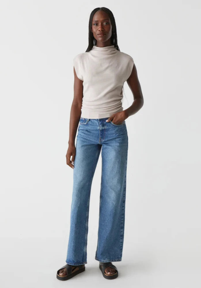 Michael Stars Amara Ribbed Power Shoulder Tee