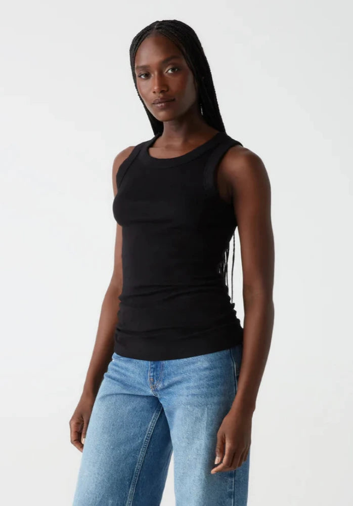 Michael Stars Halley Ribbed Tank with Ruching