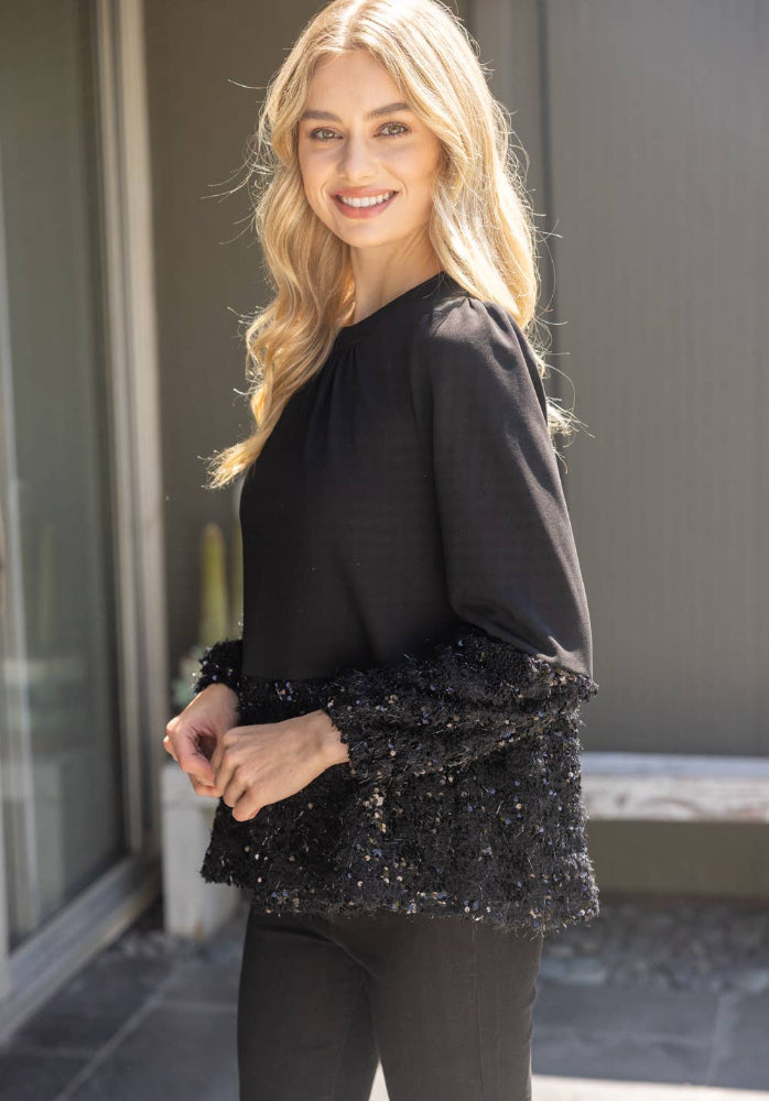 Long Sleeve Mixed Sequence Top