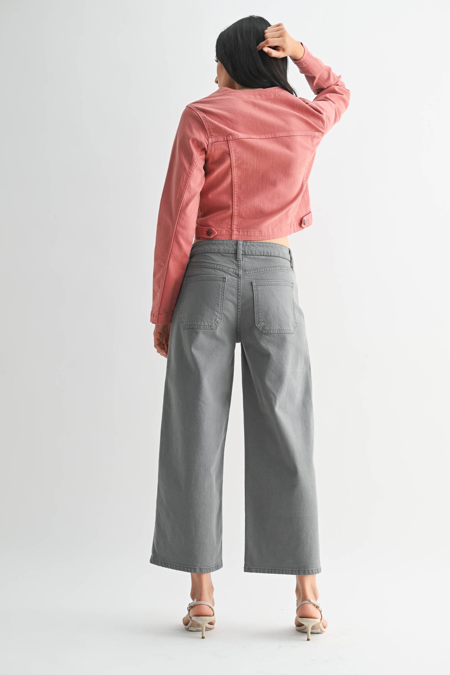 DP797 - STRM GRAY - High Rise Cropped Wide Leg