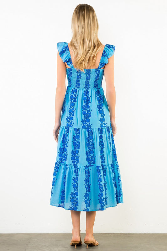 Blue Flutter Strap Midi