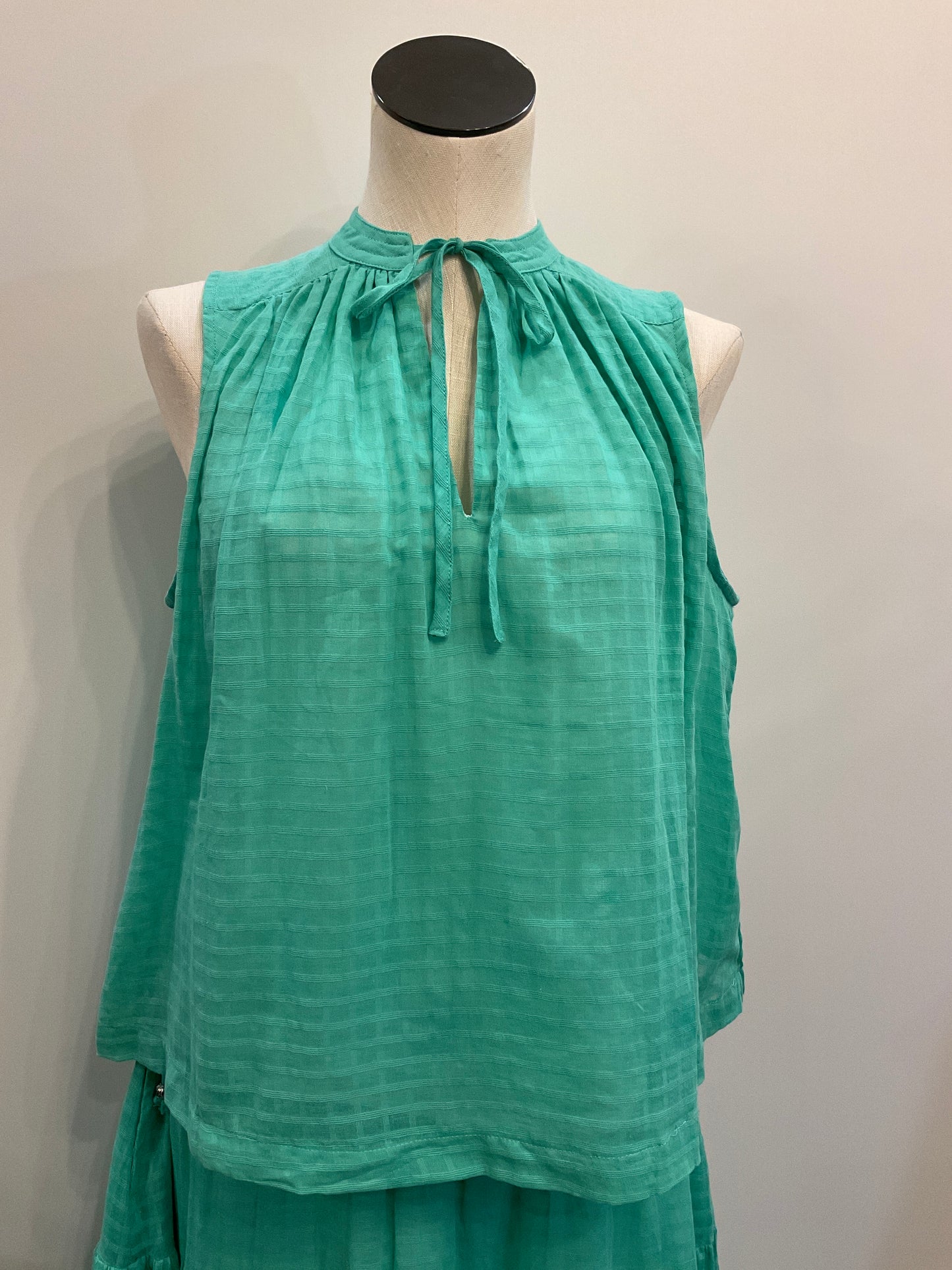 Z Supply Mint Tie Neck Top