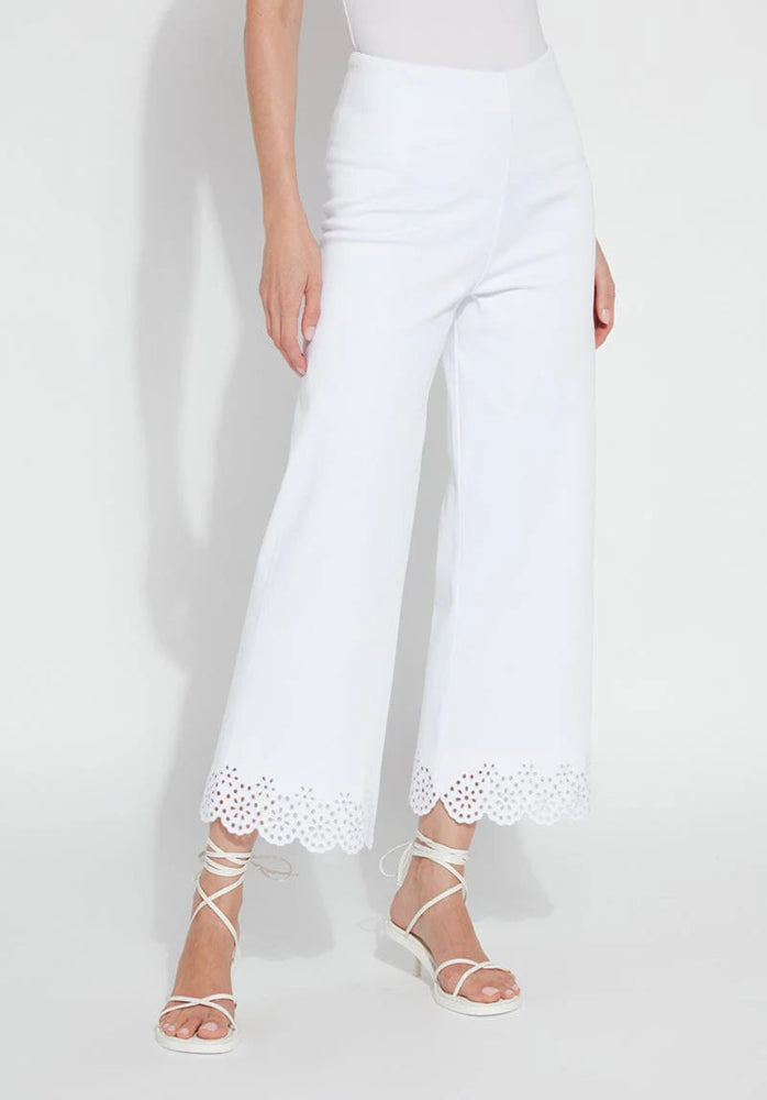 Eyelet Embroidered Wide Leg Crop