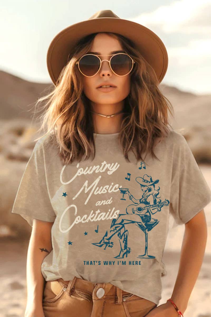 COUNTRY MUSIC AND COCKTAILS MINERAL GRAPHIC TOP