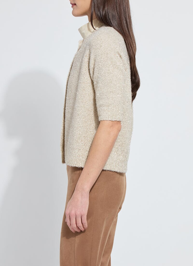 Kennedy Short Sleeve Lurex Feather Cardigan