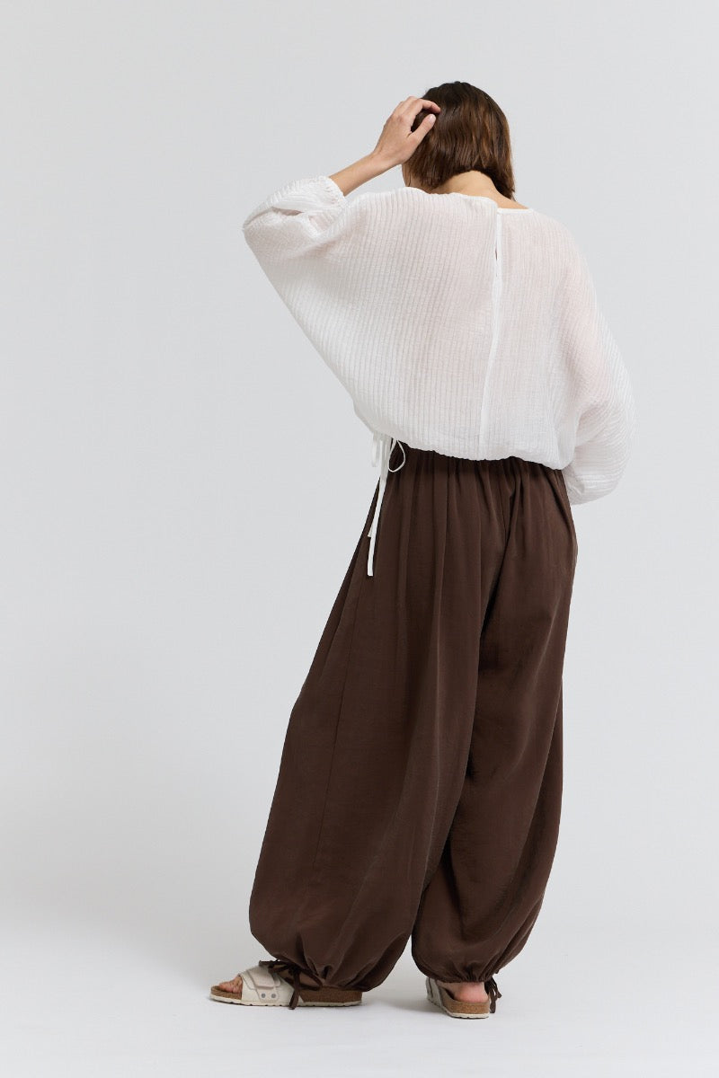 Shirred Sleeve Tencel Blouse