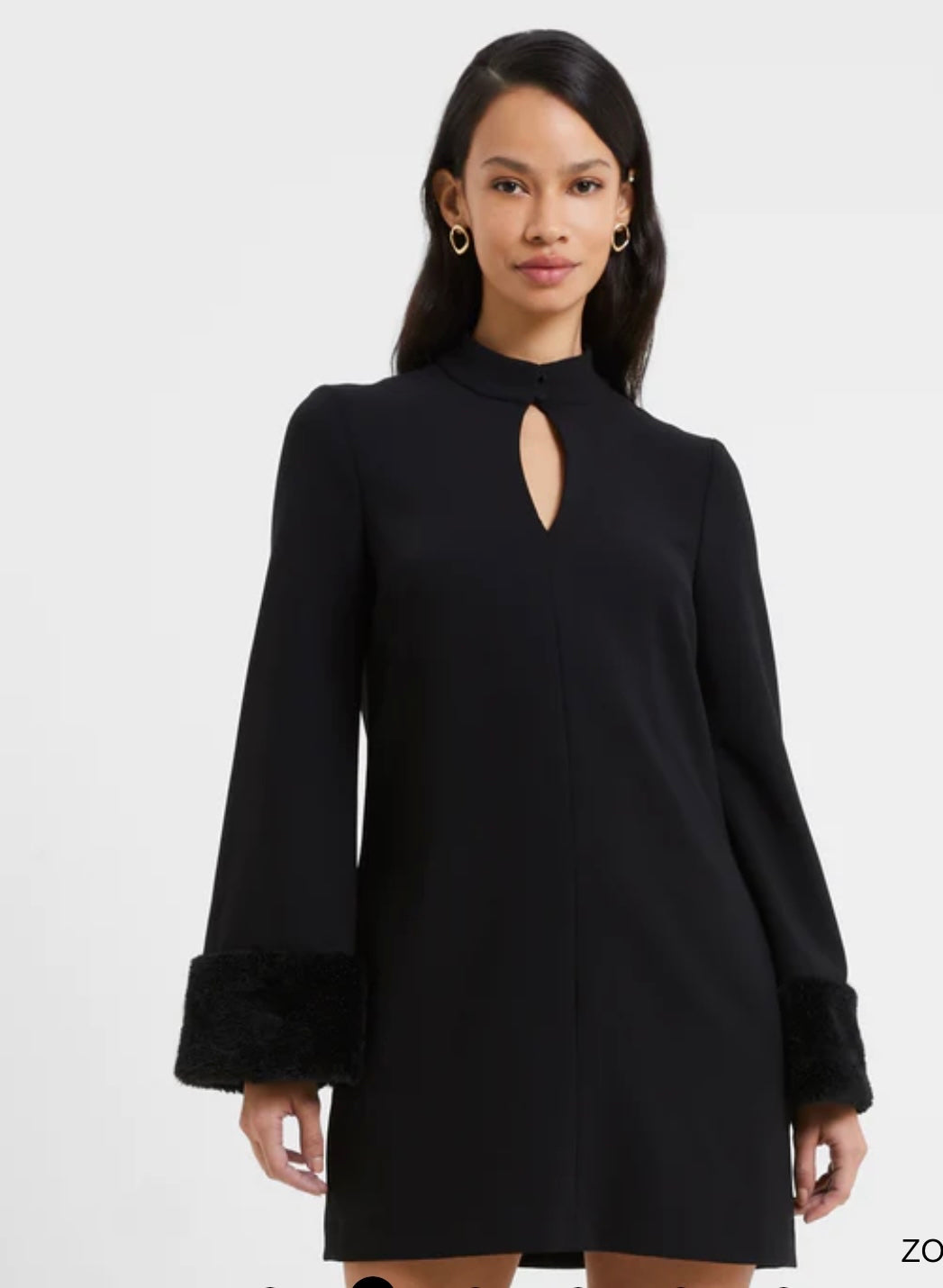 French Connection Whisper Ruth Faux Fur Trim Mini Dress