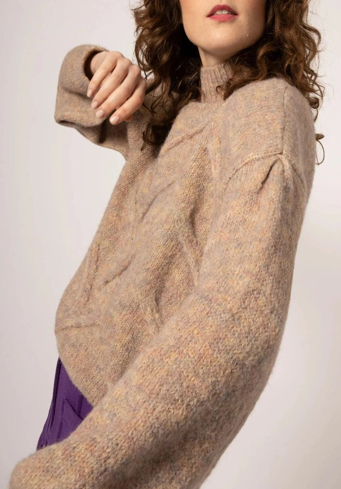Naiana Beige Mock Turtleneck