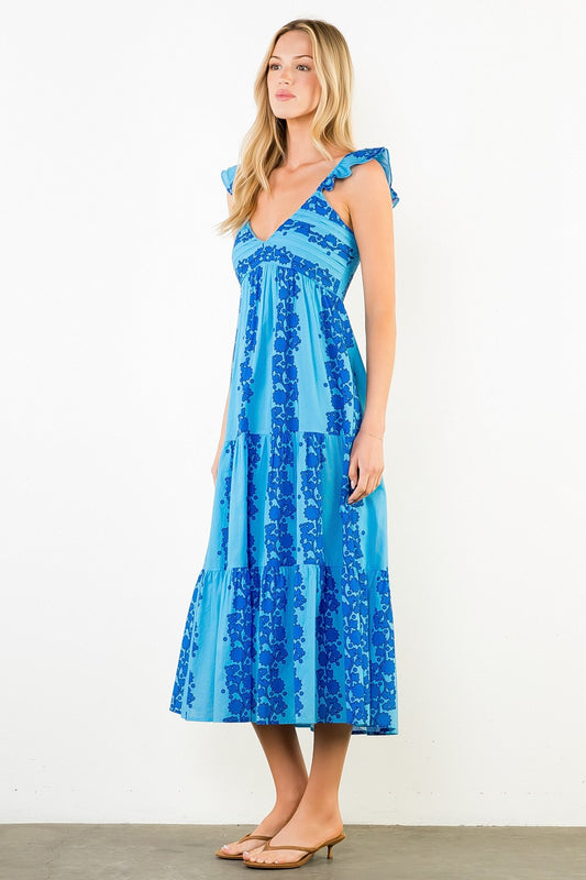 Blue Flutter Strap Midi