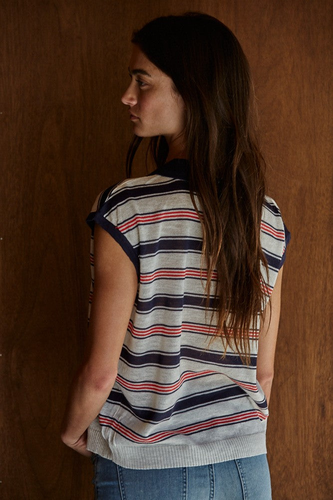 Navy, Ivory and White Sweater