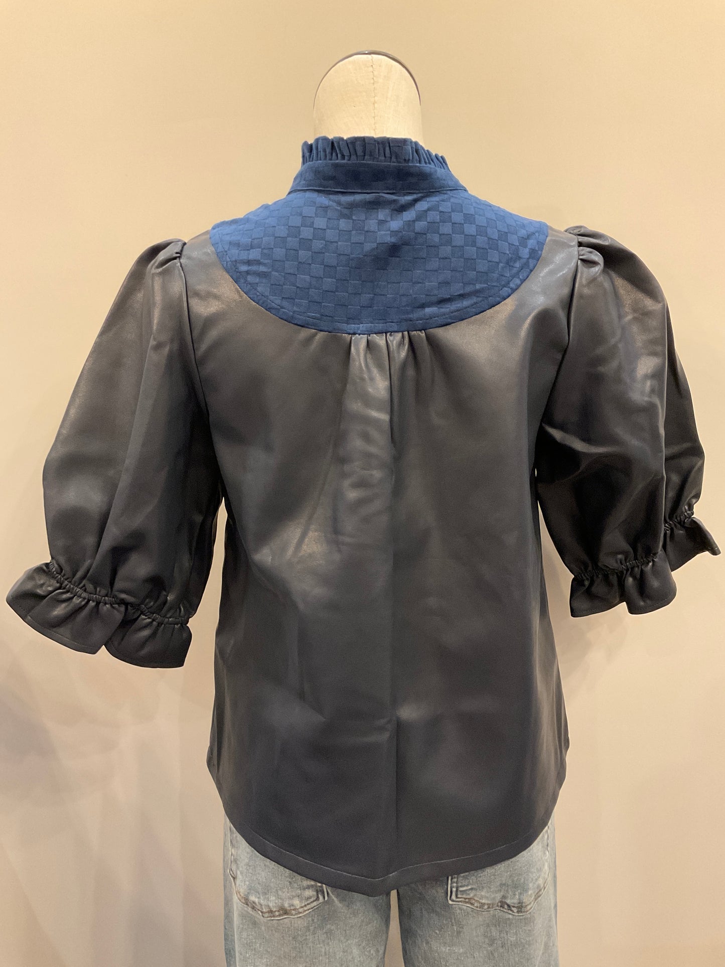 Voy Daphne Suede Ruffle Sleeve Top