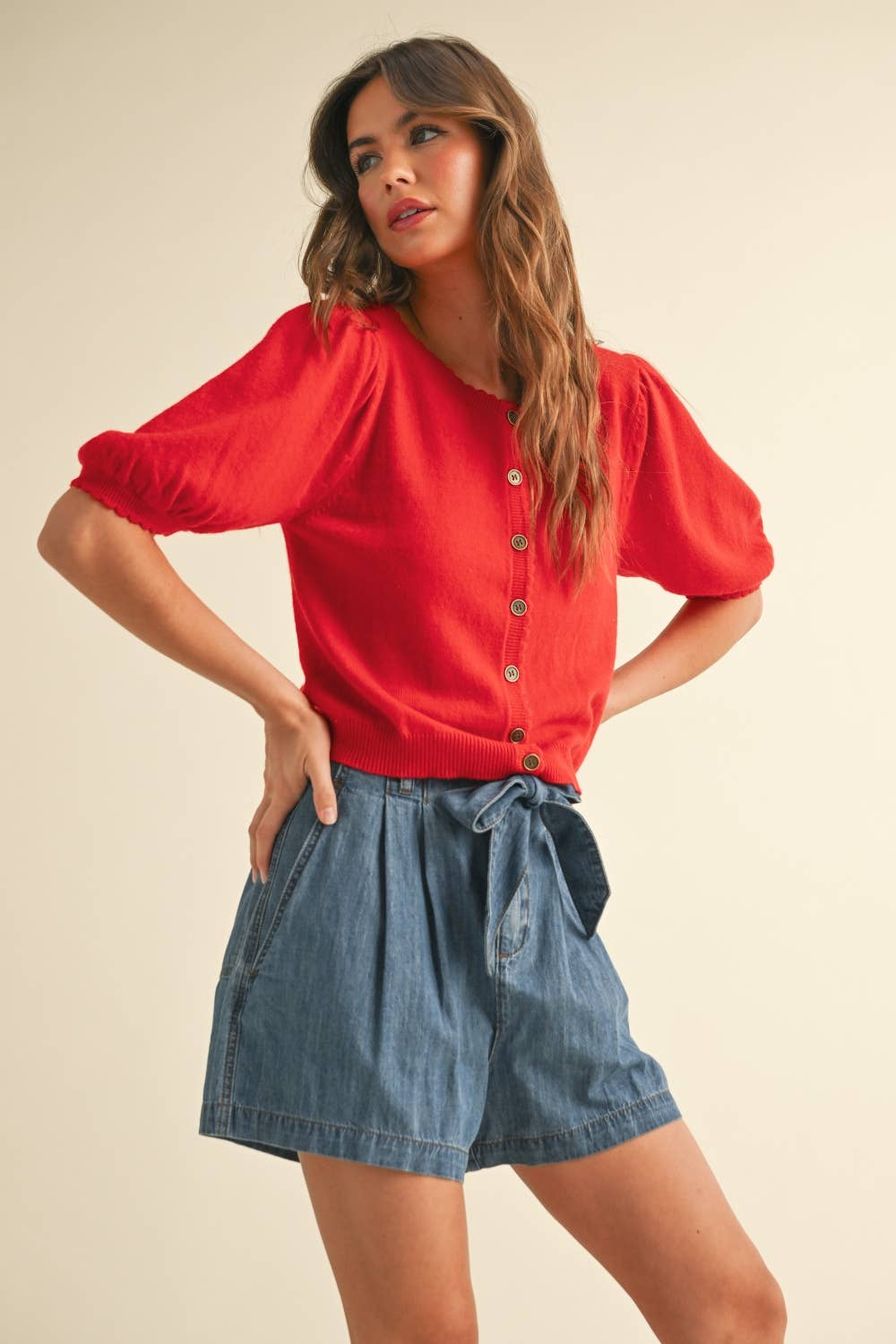 Puff Short Sleeve Cardigan