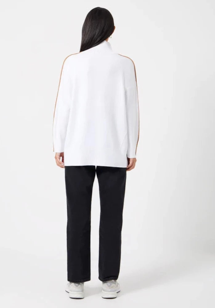 Babysoft High Neck Jumper in Winter White and Camel