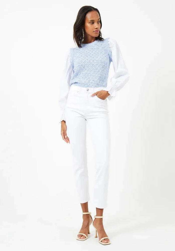 Klara Flec Mix Linen White/Blue Sweater