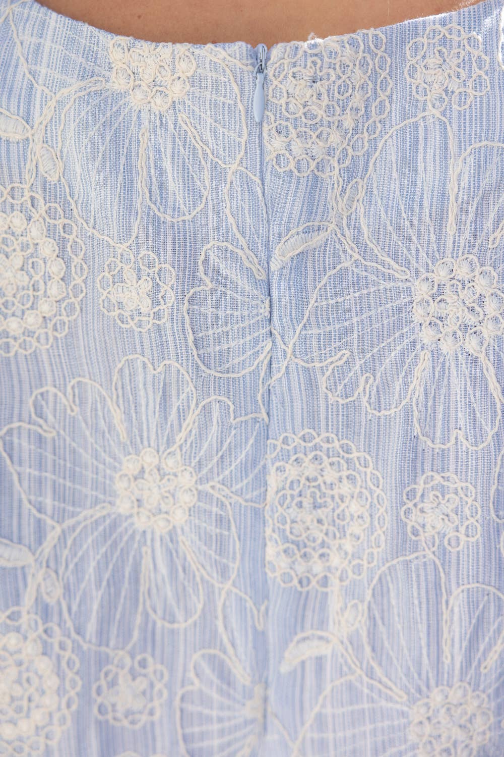 Floral Embroidered Flared Hem