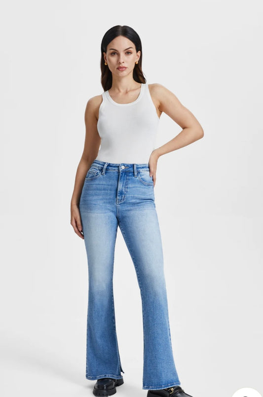 Bayeas High Rise Flare Jeans w/slit