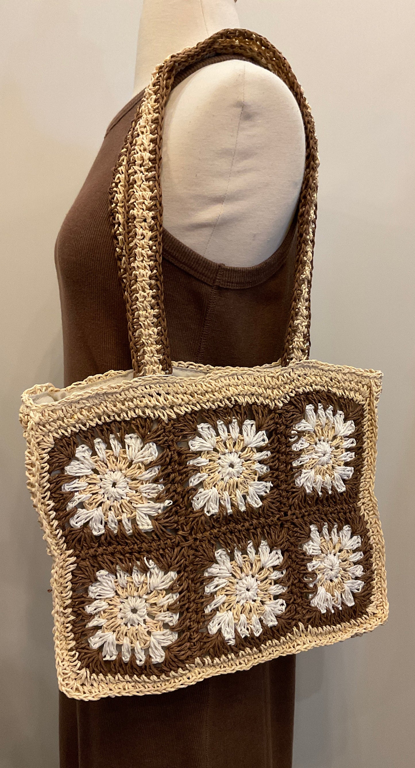 Mudpie Floral Crochet Mini Tote
