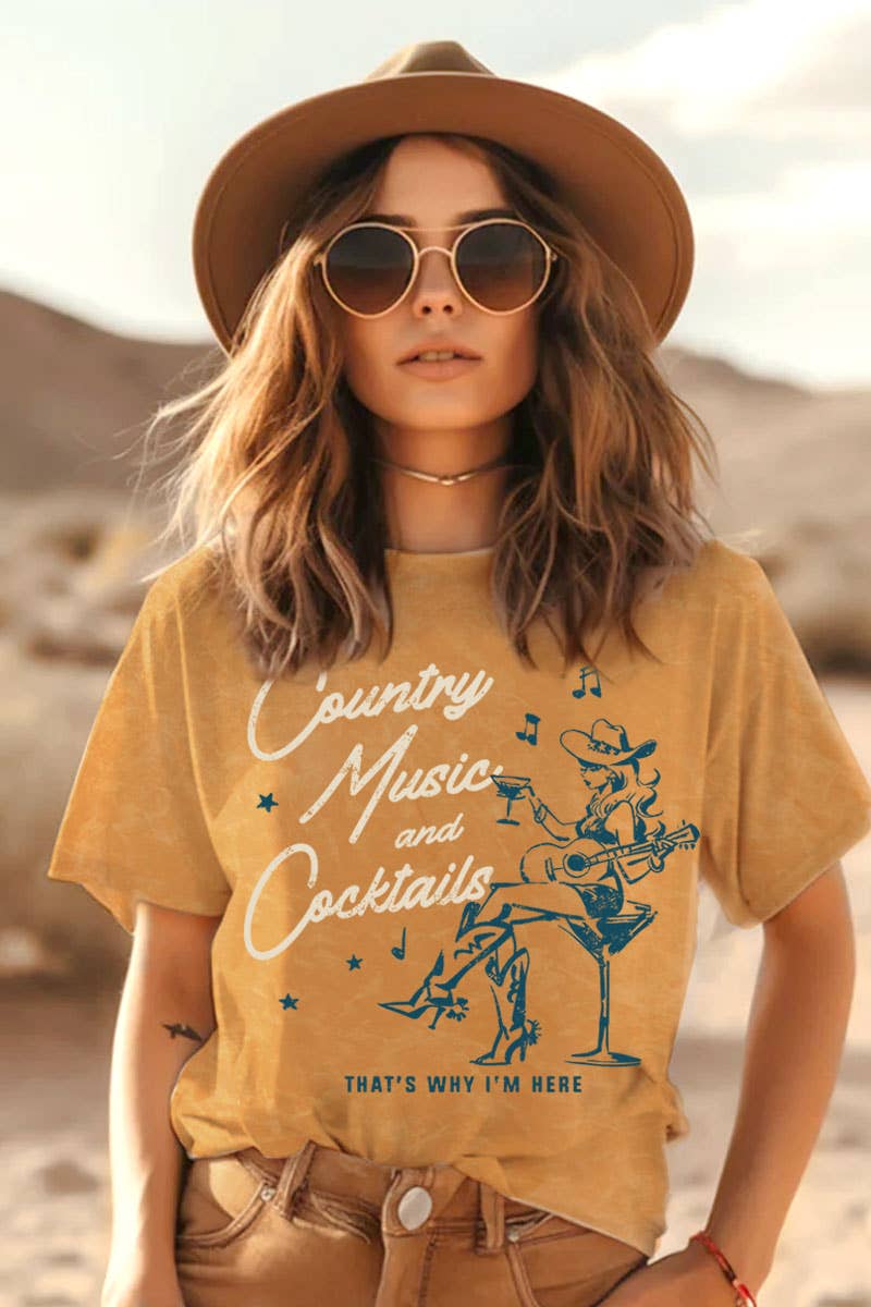 COUNTRY MUSIC AND COCKTAILS MINERAL GRAPHIC TOP