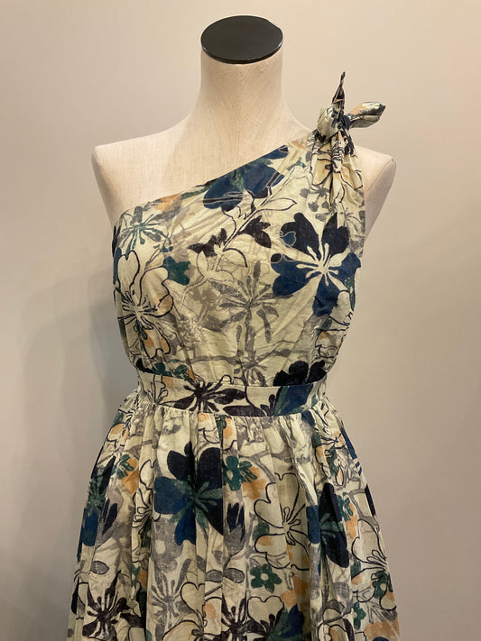 One Shoulder Floral Midi