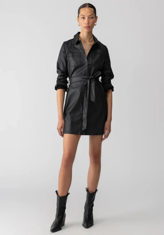 Sanctuary Coated Denim Black Dress