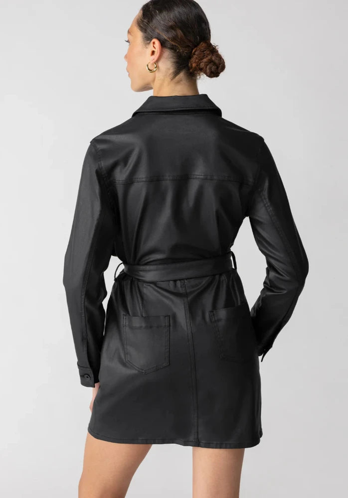 Sanctuary Coated Denim Black Dress