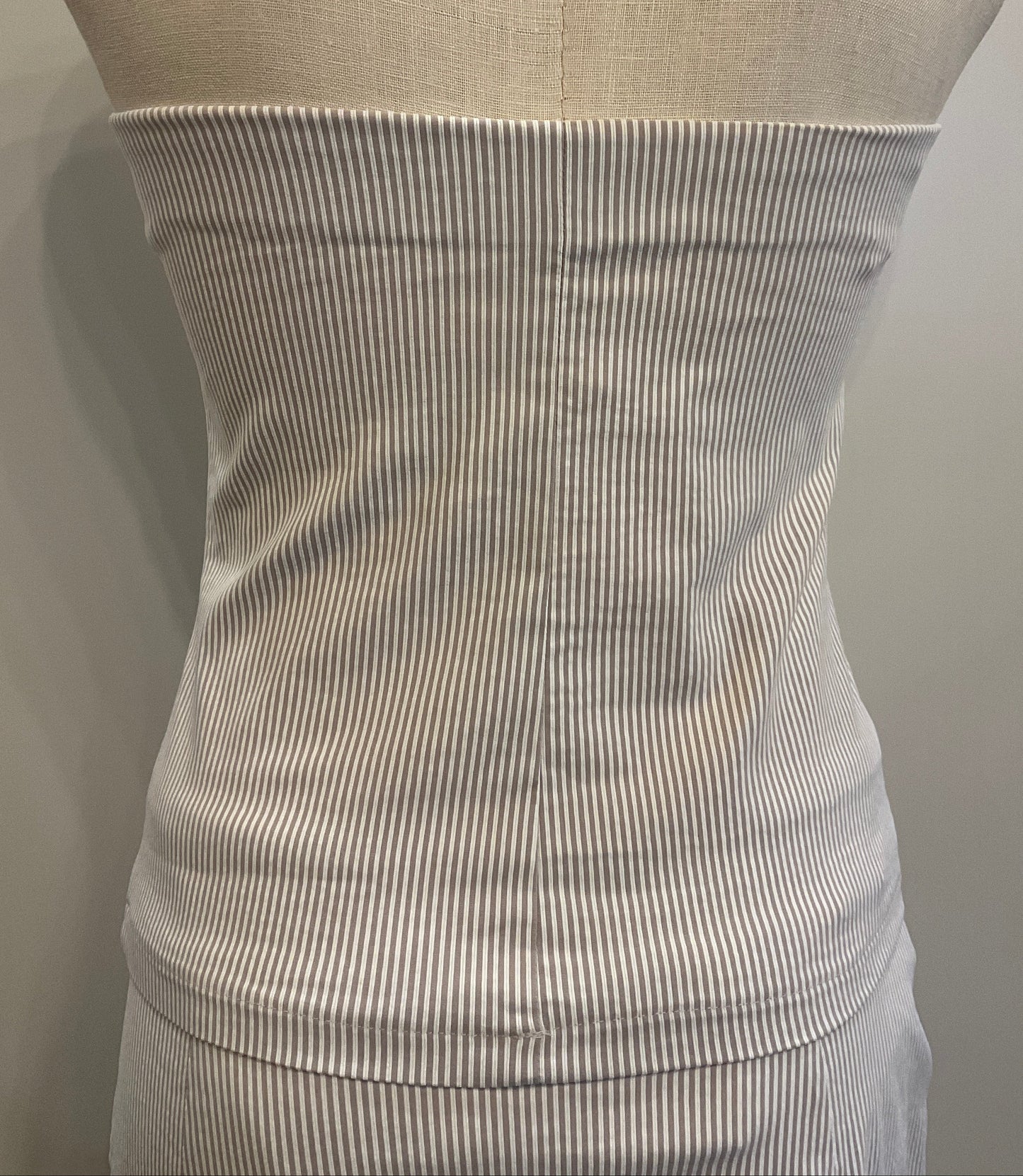 Bryana Beige Striped Techno Tube Top