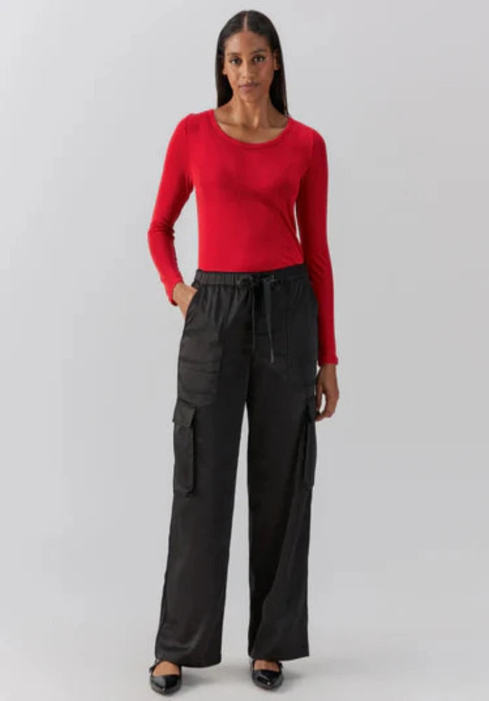 Sanctuary Satin Cargo Wide Leg Pant