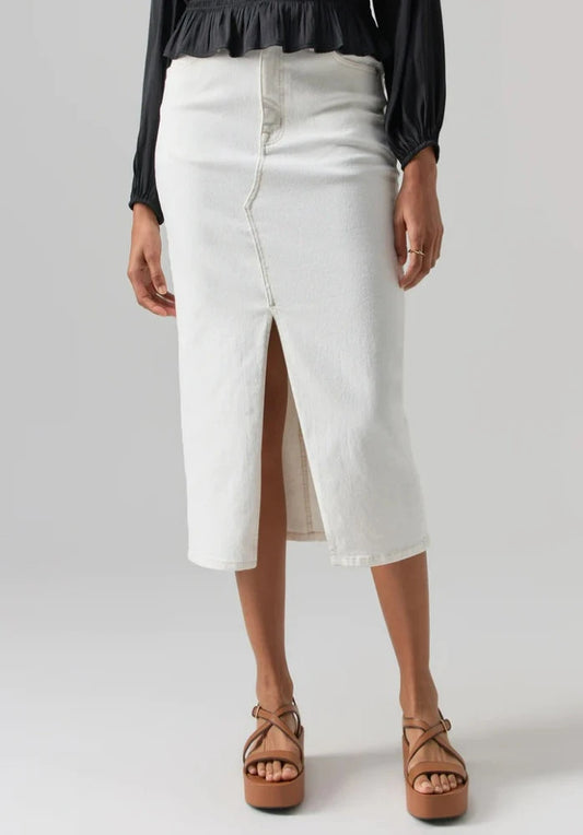 Sanctuary Denim Midi Skirt Chalk