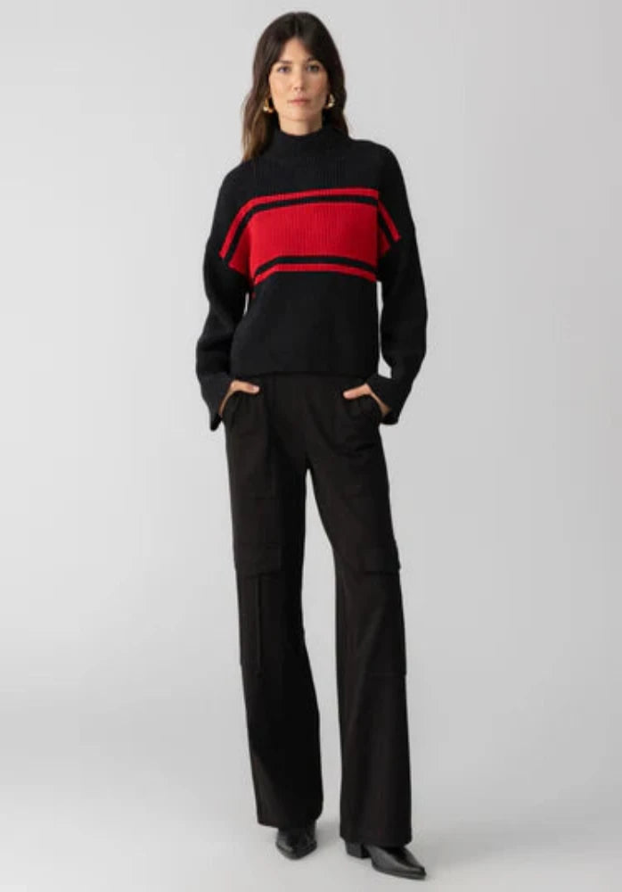 Sanctuary Stay Cozy Sweater Black + Red Stripe