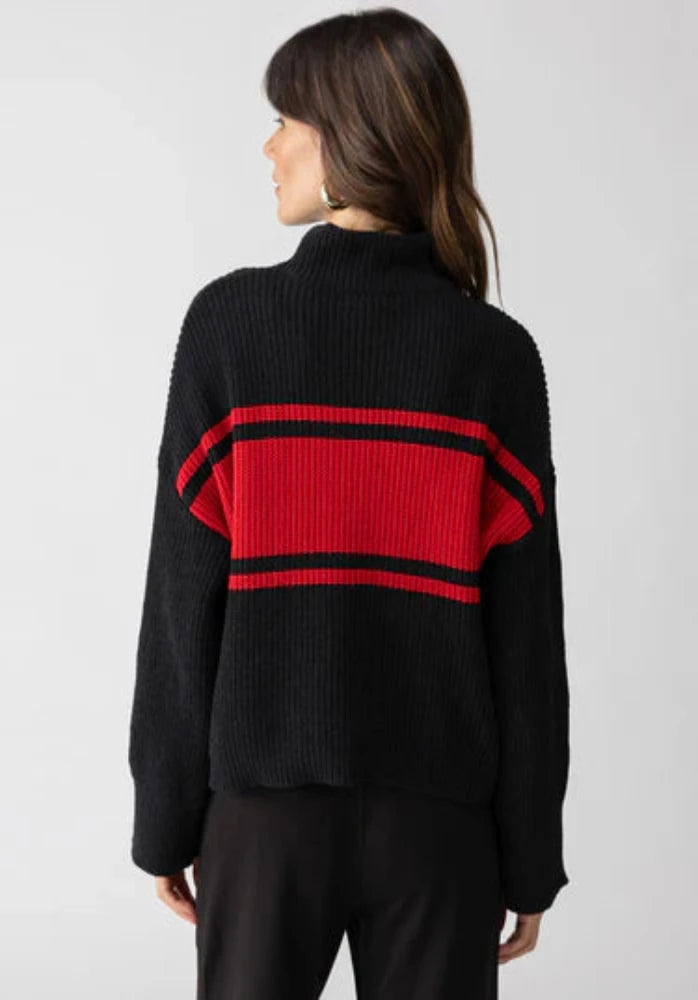 Sanctuary Stay Cozy Sweater Black + Red Stripe