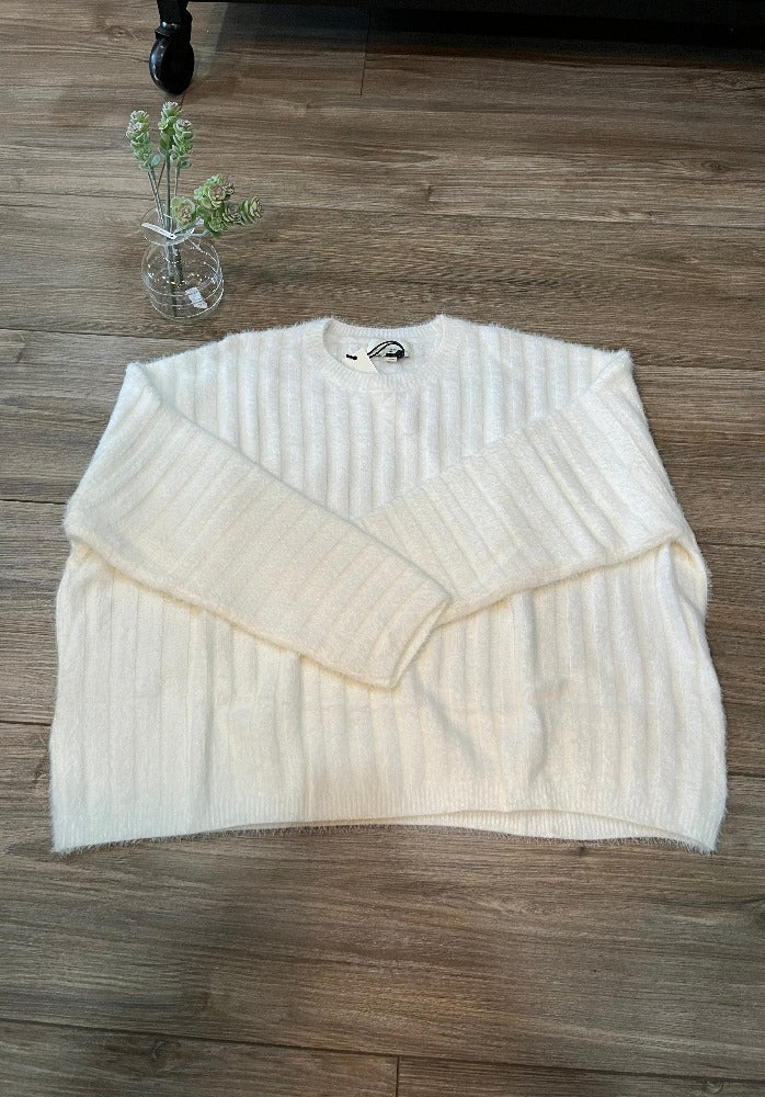 Ivory Long Sleeve Eyelash Sweater