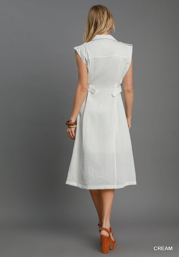 Sleeveless Button Down Midi Dress
