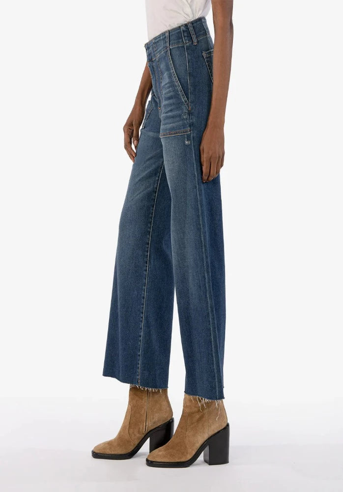 KUT Meg High Rise Fab Ab Wide Leg Raw Hem