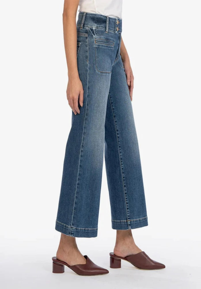 KUT Meg High Rise Wide Leg (Nicety W/Dk Stone Base Wash)