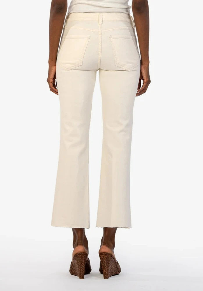 KUT Kelsey Raw Hem Ankle Flare Ecru
