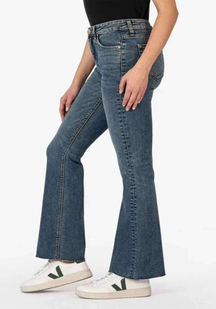 KUT Stella High Rise Fab Ab Flare w/ Raw Hem