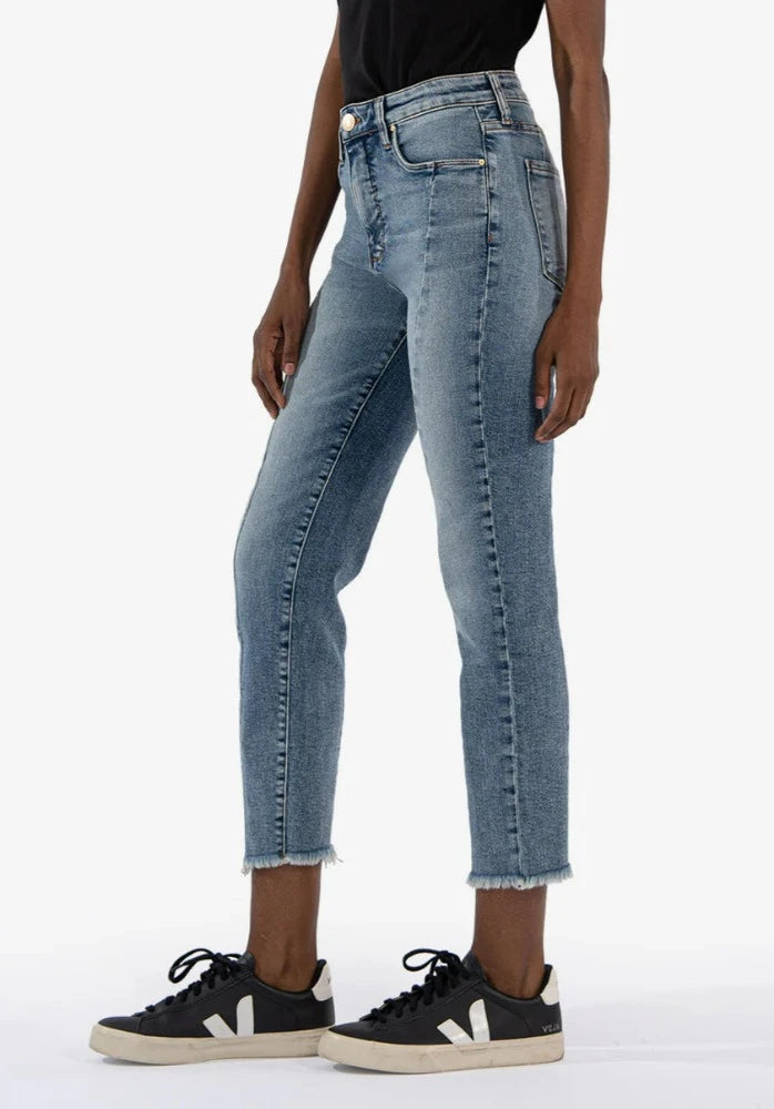 Kut Rachael High Rise Fab Ab Ankle Straight Leg- Heavenly Wash