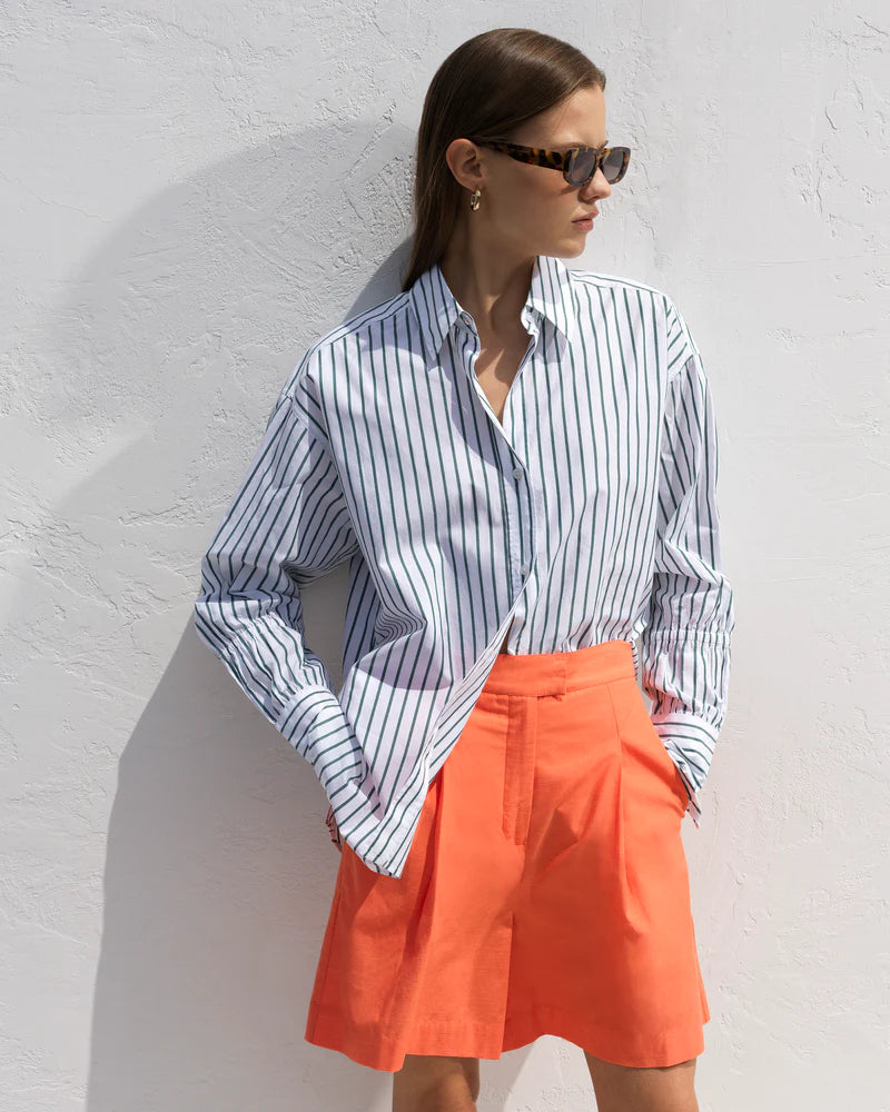 French Connection Rhodes Poplin Sleeve Detail Shirt