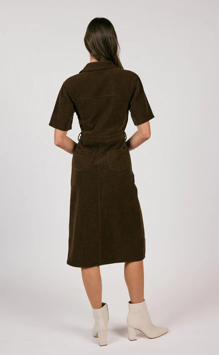 Cord Shirt Midi Dress