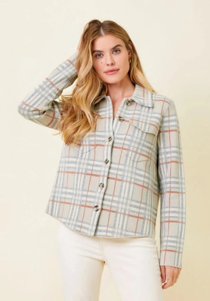 Mystree Cropped Flannel Shacket