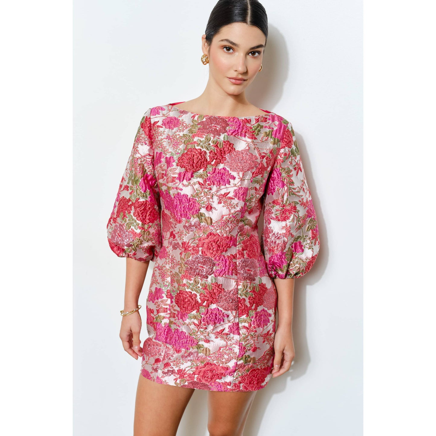 Luxe Floral Jacquard Dress